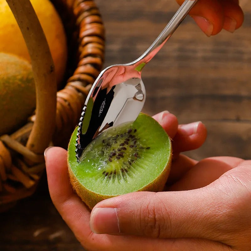 304 Stainless Steel Kiwi Mango Spoon Multifunctional Serrated Edge Fruit Scraping Mud Cutting Utensils Kitchen Accessories Tool